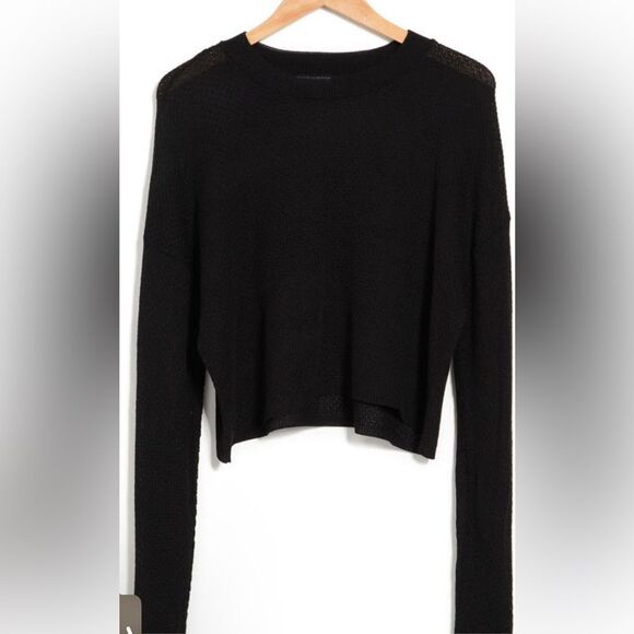 NWT Plus Size Crop Knit Long Sleeve Black Sz 3X - Picture 2 of 8